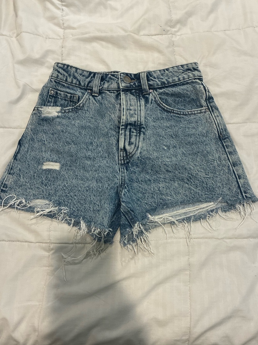 Zara Distressed Light Blue Denim Cutoff Shorts